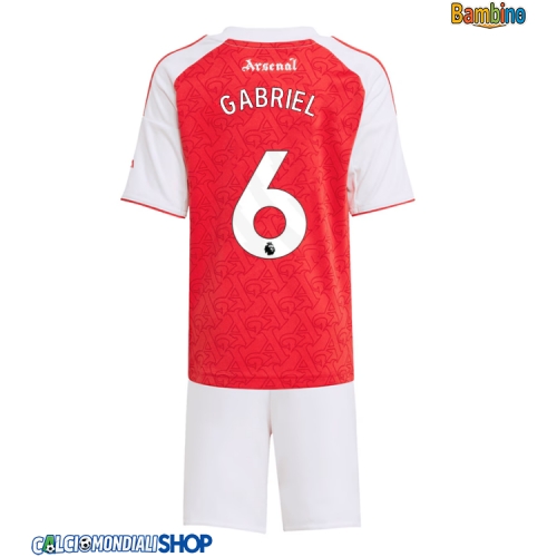 Maglie da calcio Arsenal Gabriel Magalhaes #6 Prima Maglia Bambino 2025-26 Manica Corta + Pantaloni corti)